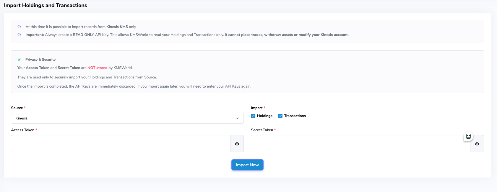 Importing Kinesis transactions